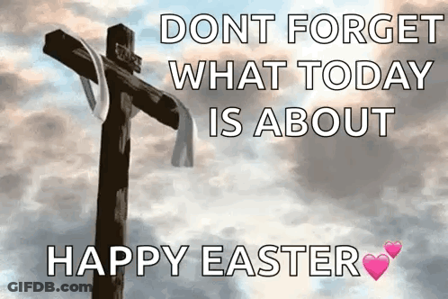 Easter Cross With Ribbon And Message GIF