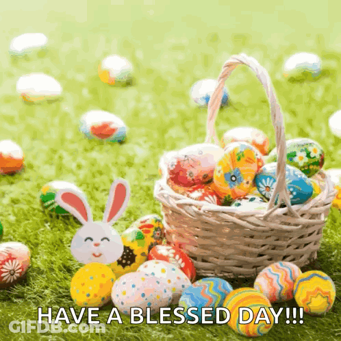 Easter Egg Basket With Have A Blessed Day GIF