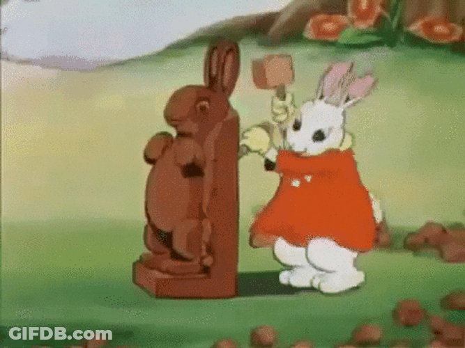 Easter Funny Bunny Carving Wood GIF