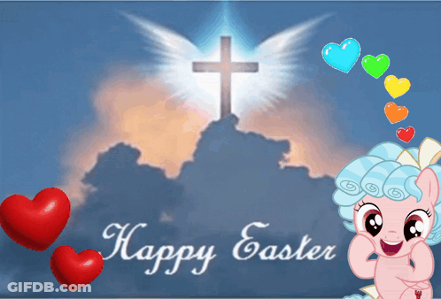 Easter Greeting Card With Cross And Hearts GIF