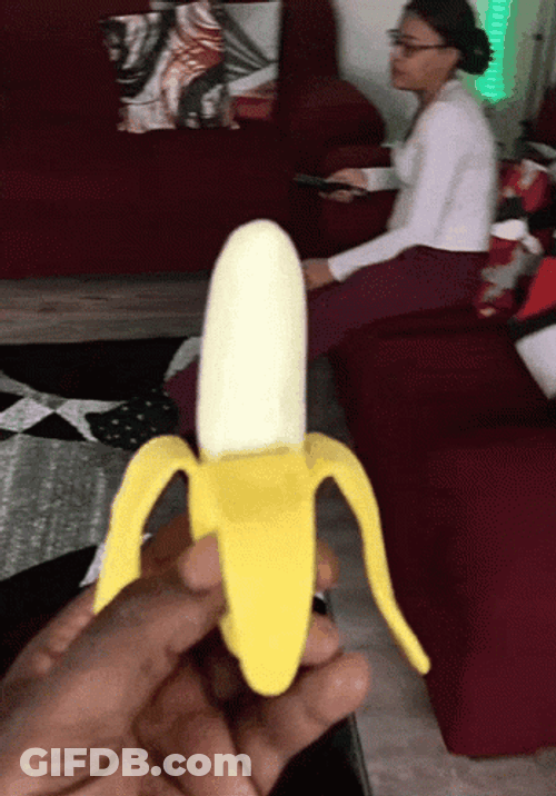 Eating Banana Prank On Woman GIF