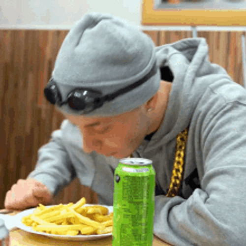 Eating French Fries Without Hands GIF