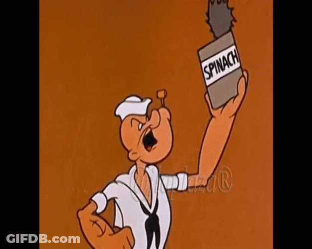Eating Spinach Popeye Power Up GIF