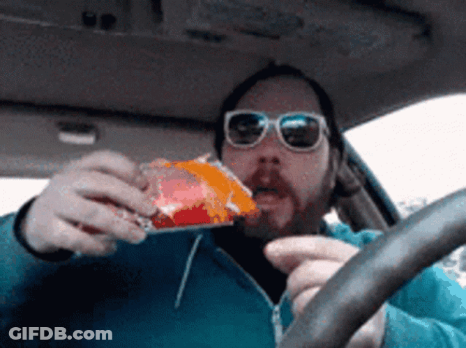 Eating Taco Bell Inside The Car GIF
