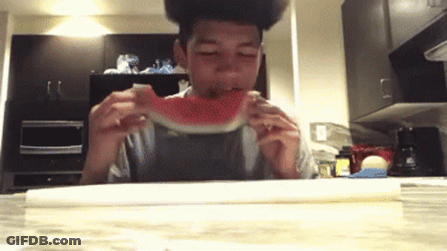 Eating Watermelon Black Guy Afro GIF