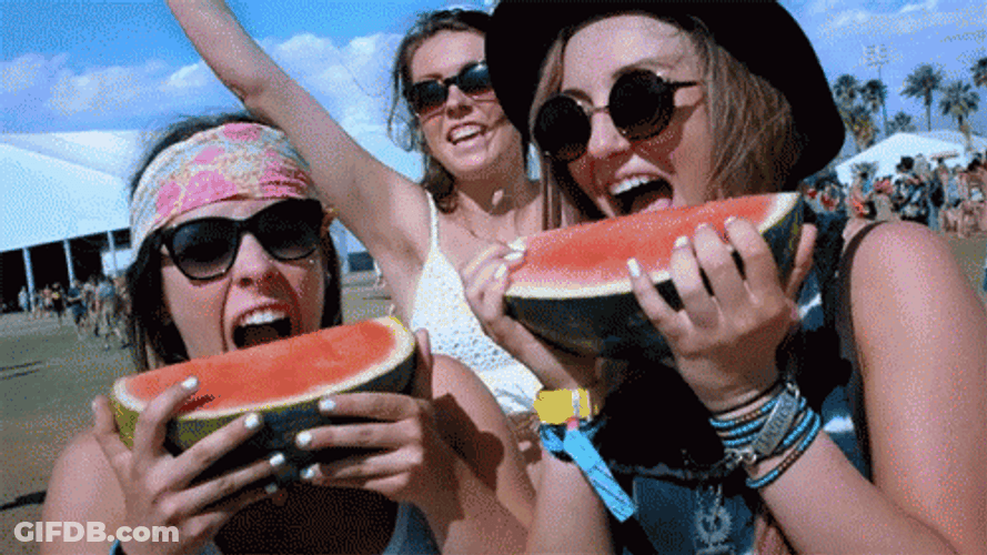 Eating Watermelon Coachella Girls Party GIF
