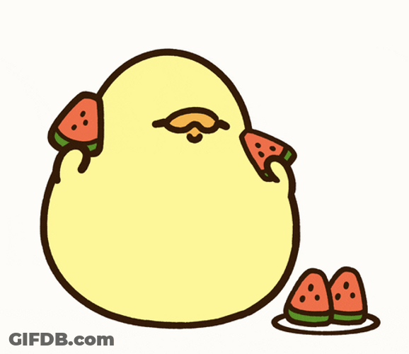 Eating Watermelon FoodieG Chicken Happy GIF