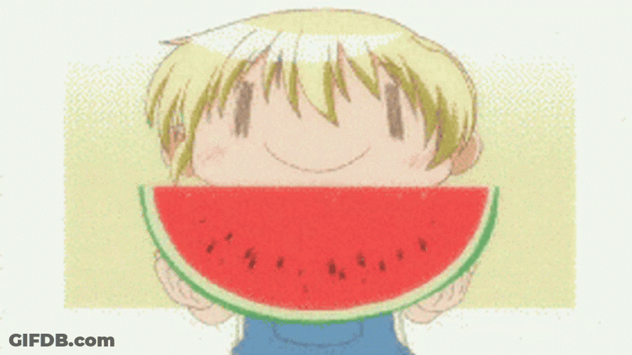 Eating Watermelon Hidamari Sketch Anime GIF