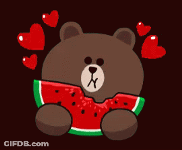 Eating Watermelon Line Friends Brown Bear GIF