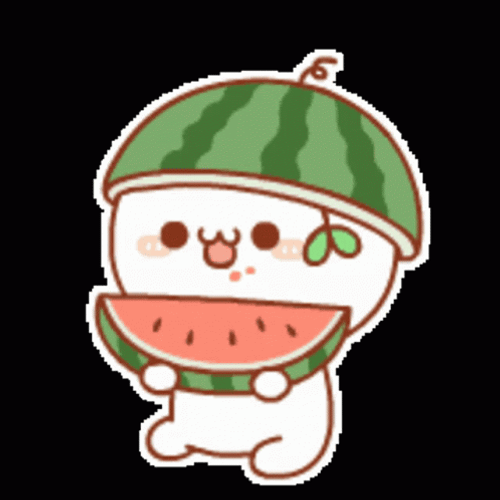 Eating Watermelon Line Sticker Cute GIF