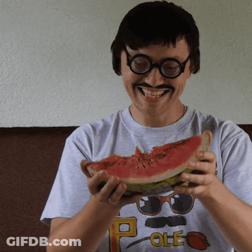 Eating Watermelon Nerd Water Splash GIF