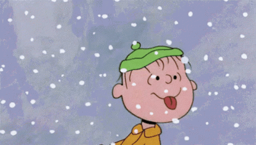 Eats Snow Falling Charlie Brown GIF