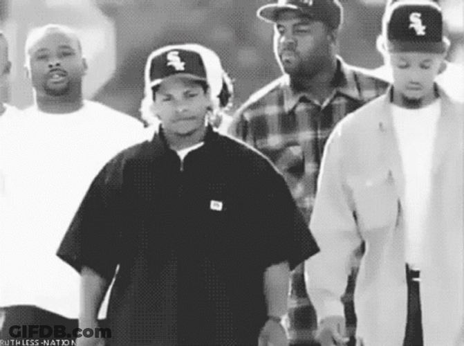 Eazy E Black And White Shot With Gang GIF