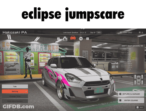 Eclipse Jumpscare Car In Parking Garage GIF