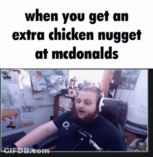 Ecstatic Gamer Extra Chicken Nugget Meme GIF