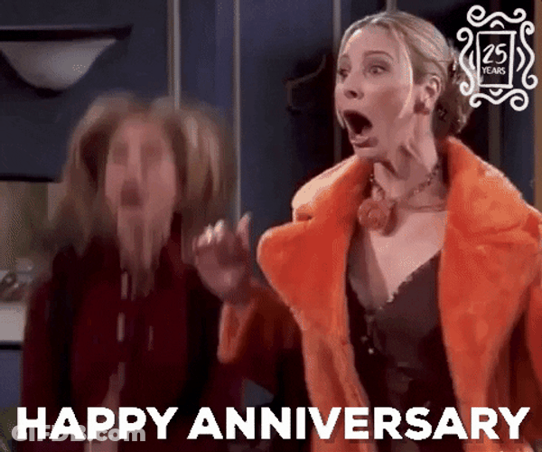 Ecstatic Happy Work Anniversary Friends GIF