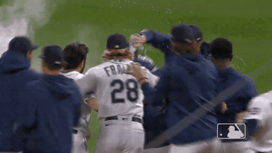 Ecstatic Seattle Mariners Players Celebrating Win GIF