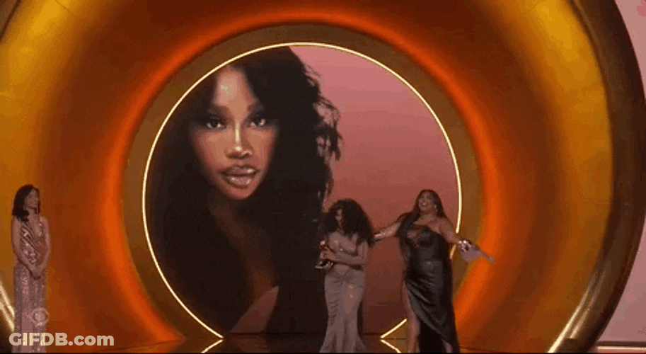 Ecstatic Sza Accepting Award GIF