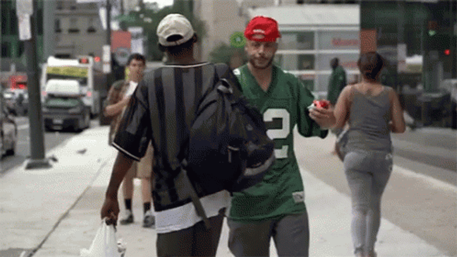 Ed Bassmaster Hugging Man On Street GIF