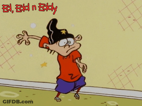 Ed Edd N Eddy In Red Shirt And Blue Shorts GIF