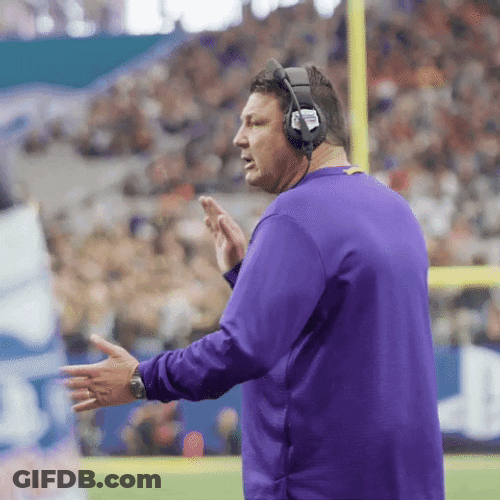 Ed Orgeron Clapping While Wearing Headset GIF