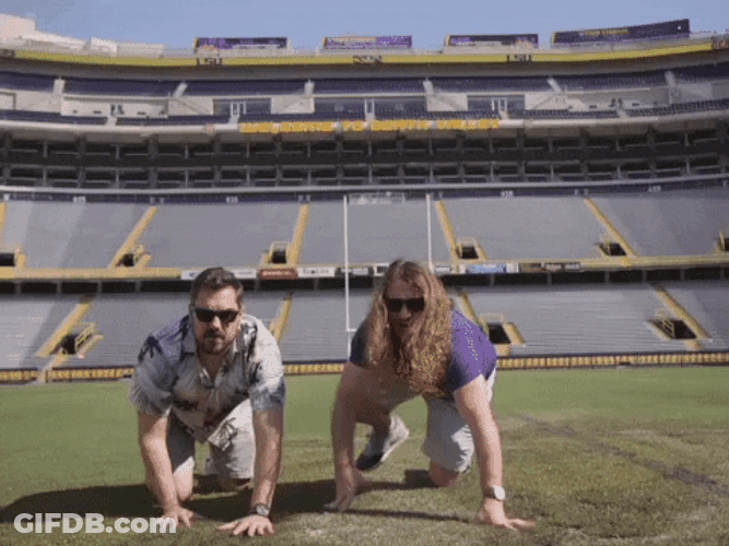 Ed Orgeron Friend Crawling On Ground GIF