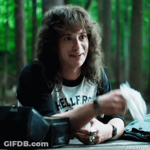 Eddie Munson Talking Holding Plastic GIF