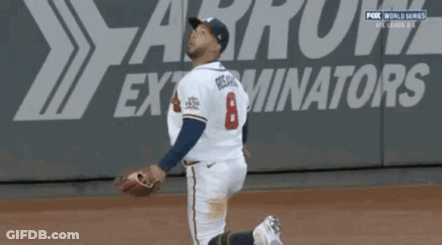 Eddie Rosario Slow Motion Baseball Ball Catch GIF