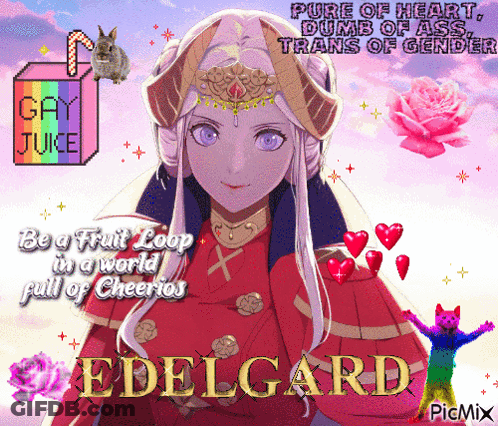 Edelgard Surrounded By Cheerios And Rainbow Cat GIF