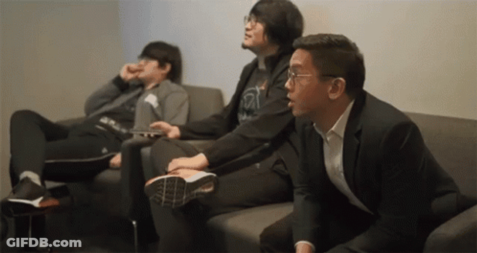 Edge Of My Seat Three Guys GIF