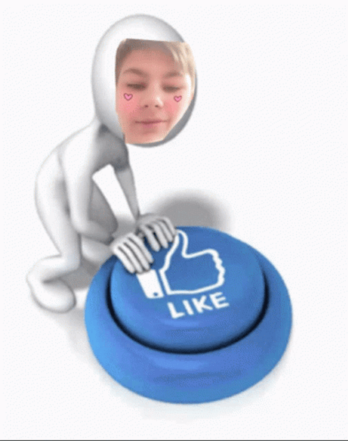 Edited Human Figure Pushing Like Button GIF