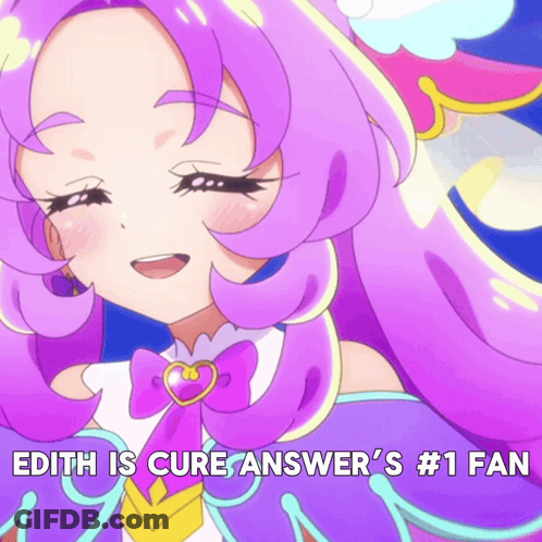 Edith Is Cure Answer's #1 Fan With Purple Haired Girl GIF