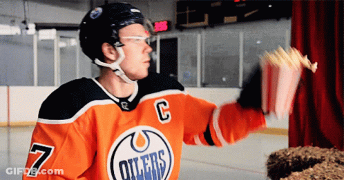 Edmonton Oilers Hockey Player Throwing Popcorn GIF