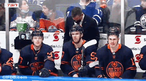 Edmonton Oilers Hockey Players Sitting GIF
