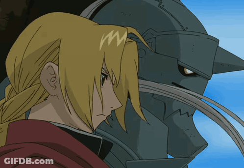 Edward And Alphonse From Full Metal Alchemist Standing Together GIF