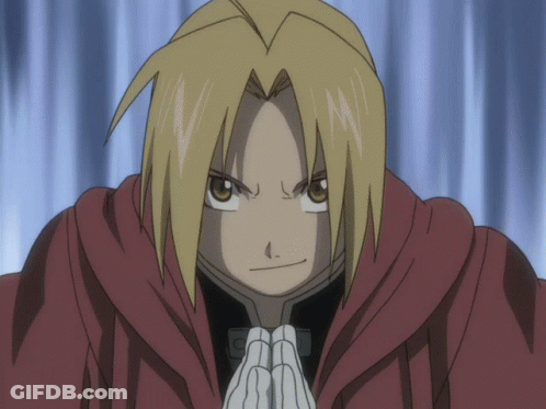 Edward Elric Close Up With Hands Folded GIF