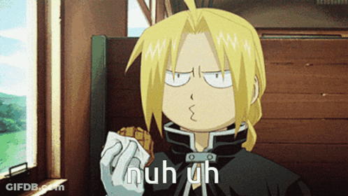 Edward Elric Eating Sandwich Saying Huh Uh GIF