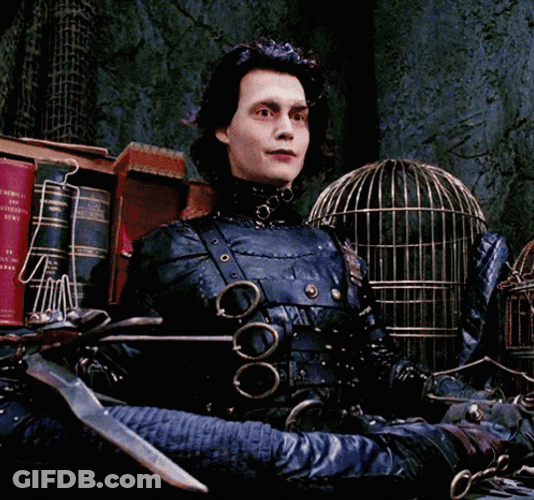 Edward Scissorhands Awkward Smile GIF