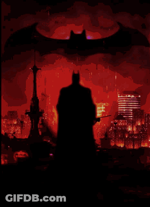 Eerie Red Batman Bat Signal Symbol GIF