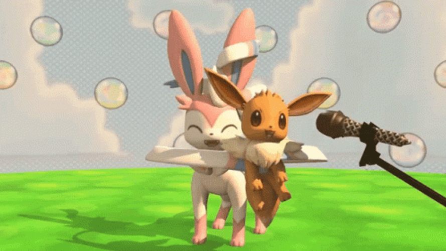 Eevee And Sylveon Singing Evolutions GIF