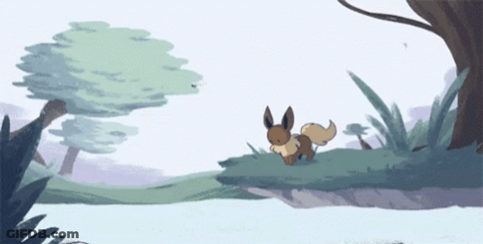 Eevee And Vaporeon Pokemon Lake Swimming GIF