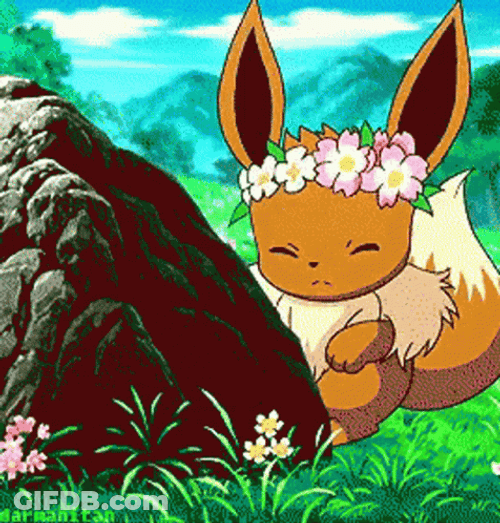 Eevee Evolutions Hide Behind Rock GIF