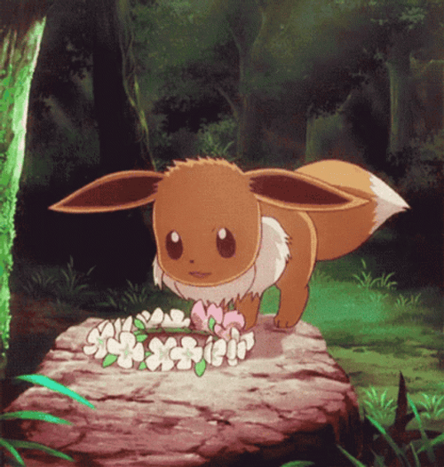Eevee Evolutions Wears Flower Crown GIF