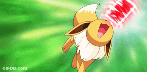 Eevee Flying With Red Light From Mouth GIF