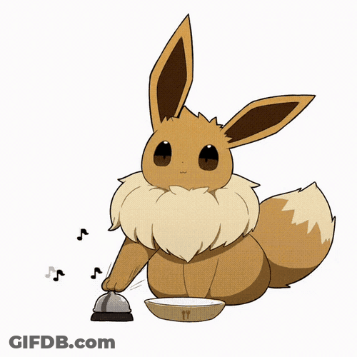 Eevee Pokemon Fast Bell Ring Dinner Time GIF