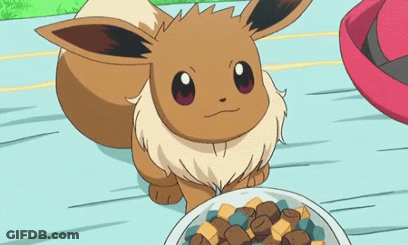 Eevee Pokemon Happy Food Eating Nod GIF