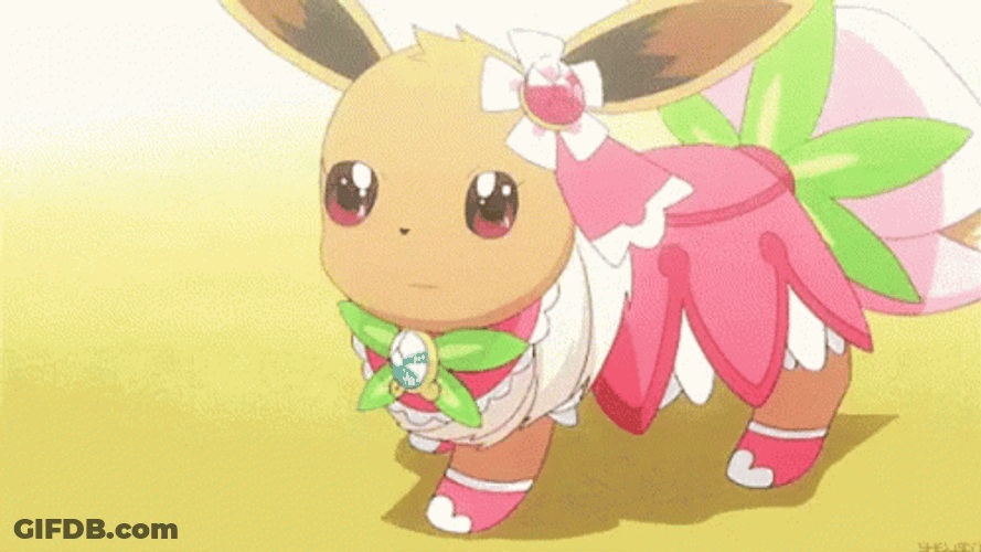 Eevee Pokemon Pretty Girl Costume Flowers GIF