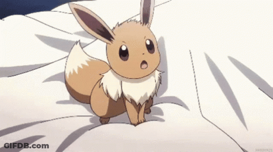 Eevee Pokemon Sleepy Yawning Bed GIF