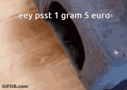 Eey Psst 1 Gram 5 Euro Is Written On A Gray Background GIF