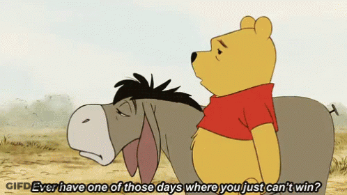Eeyore And Winnie The Pooh Are Standing Next To Each Other With The Words Ever Have One Of Those Days GIF